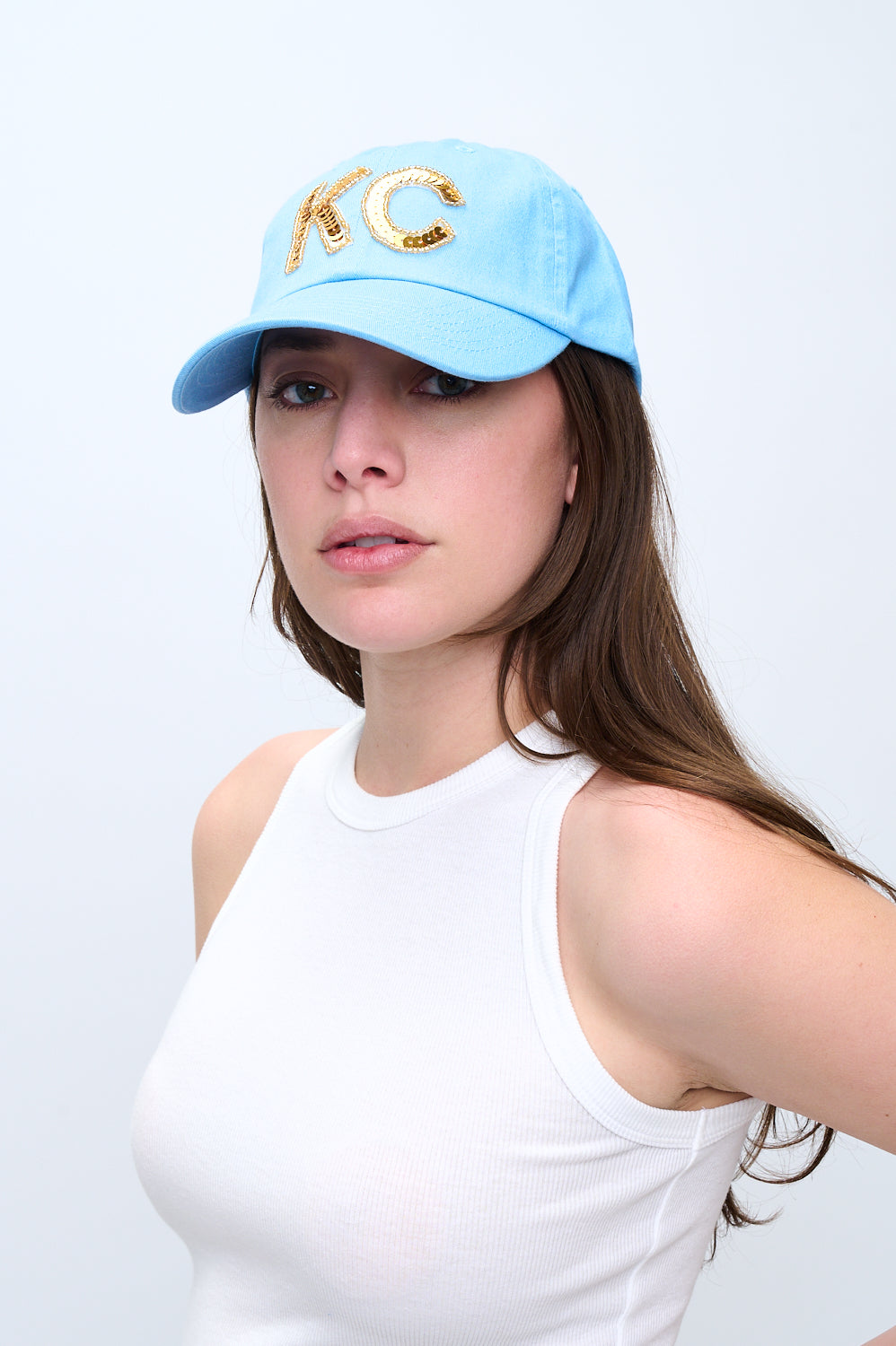 Light Blue KC Sequin Baseball Hat
