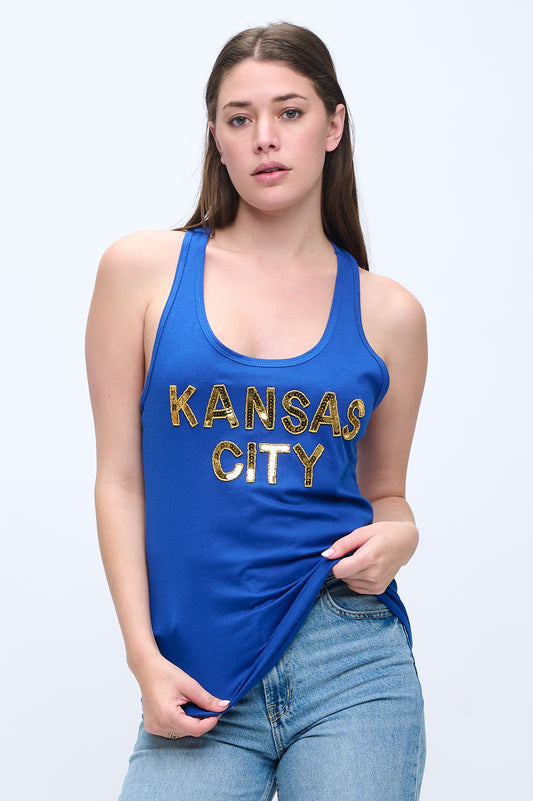 Blue Kansas City Sequin Tank