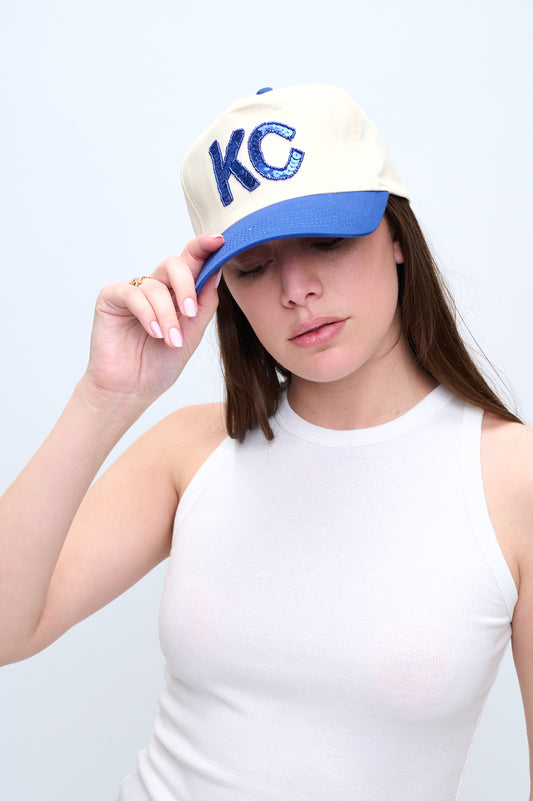 Blue/Cream KC Sequin Hat