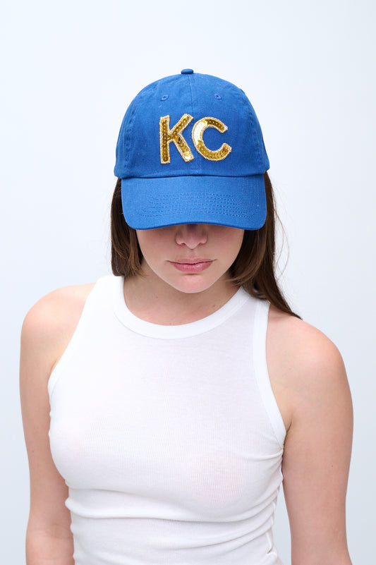 Dark Blue KC Sequin Baseball Hat