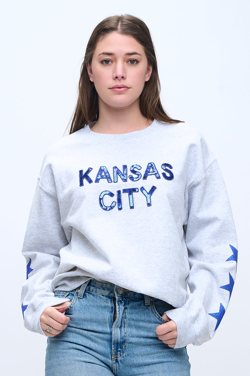 Gray Star Sequin Kansas City Sweatshirt