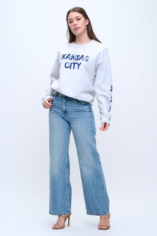 Gray Star Sequin Kansas City Sweatshirt