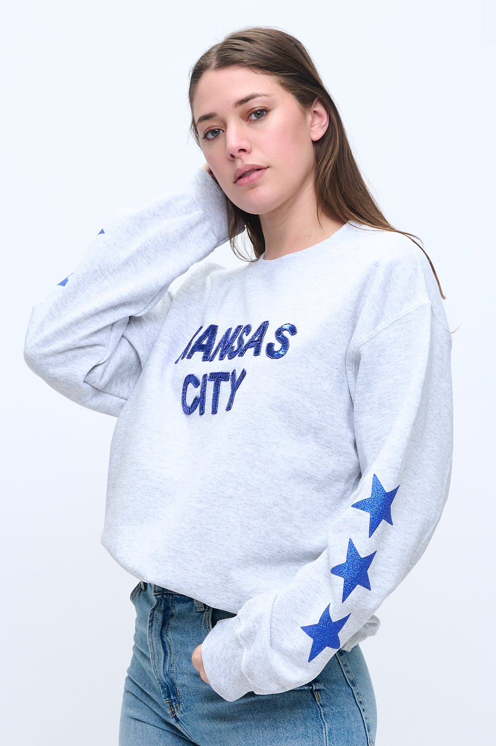 Gray Star Sequin Kansas City Sweatshirt