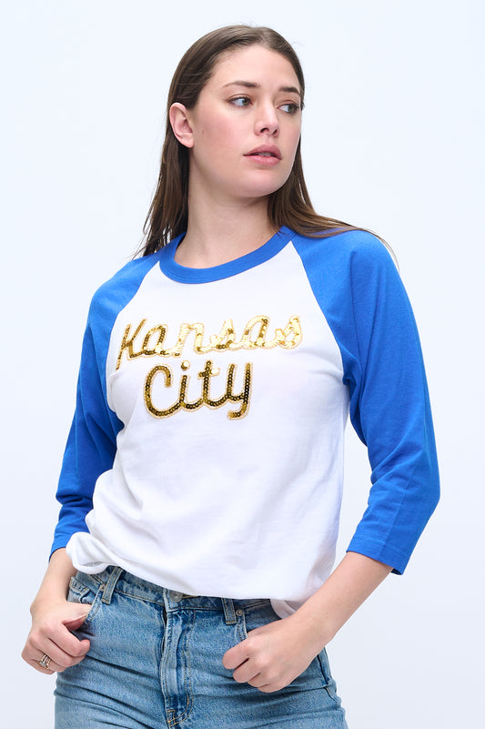 Blue Kansas City Raglan Tee