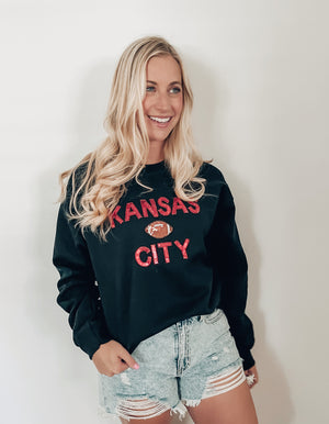 Kansas City Sequin Football Sweatshirt