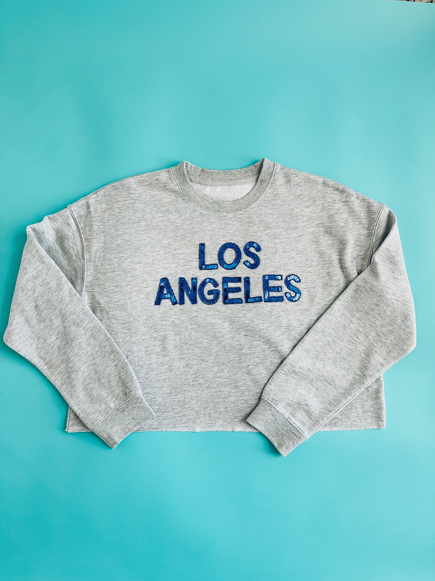 Los Angeles Sequin Cropped Sweatshirt