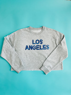 Los Angeles Sequin Cropped Sweatshirt