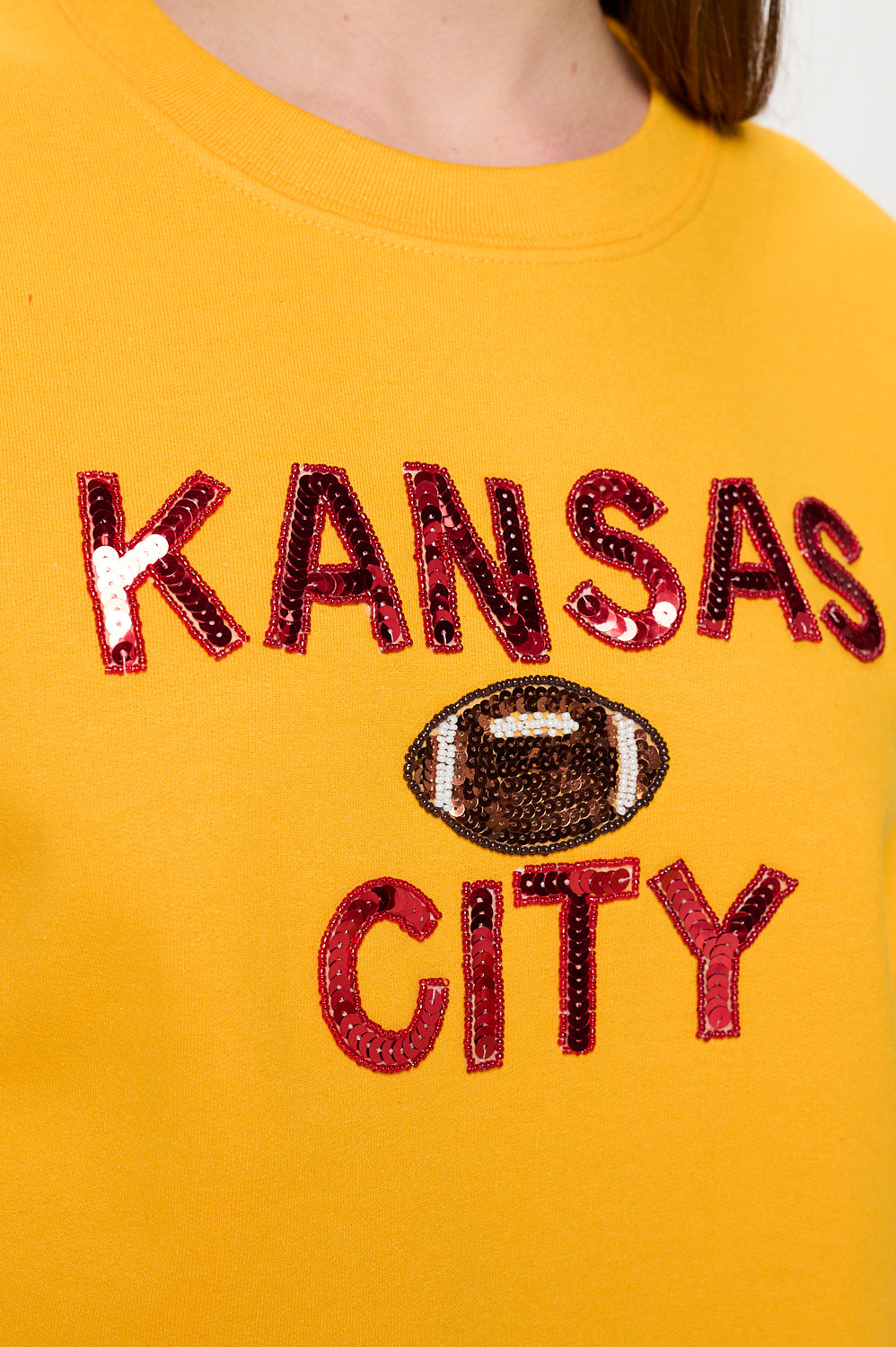 Kansas City Sequin Football Sweatshirt - Gold