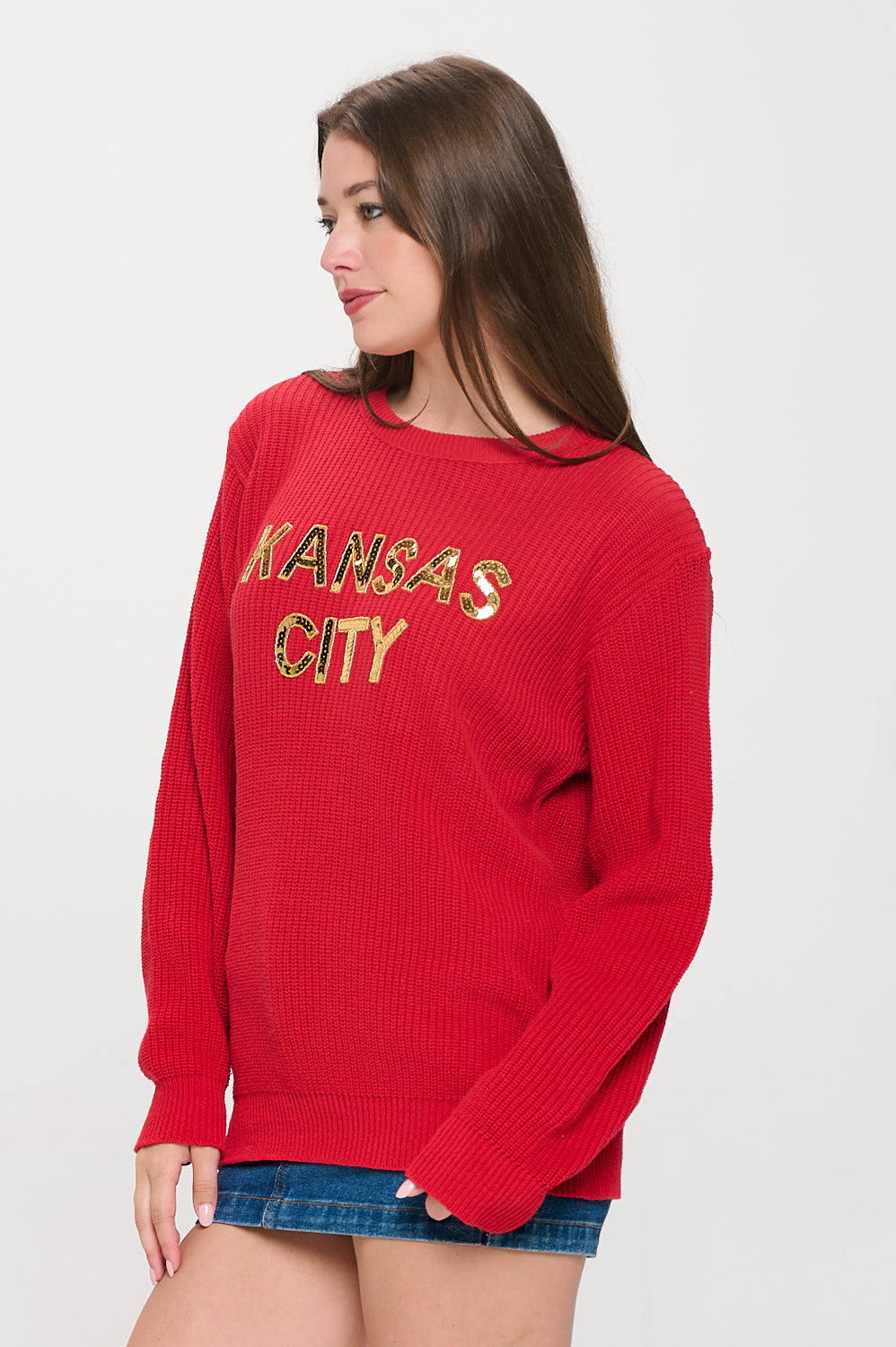 Red Kansas City Sequin Sweater