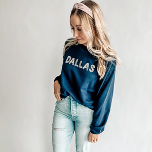 Dallas Sequin Cropped Sweatshirt