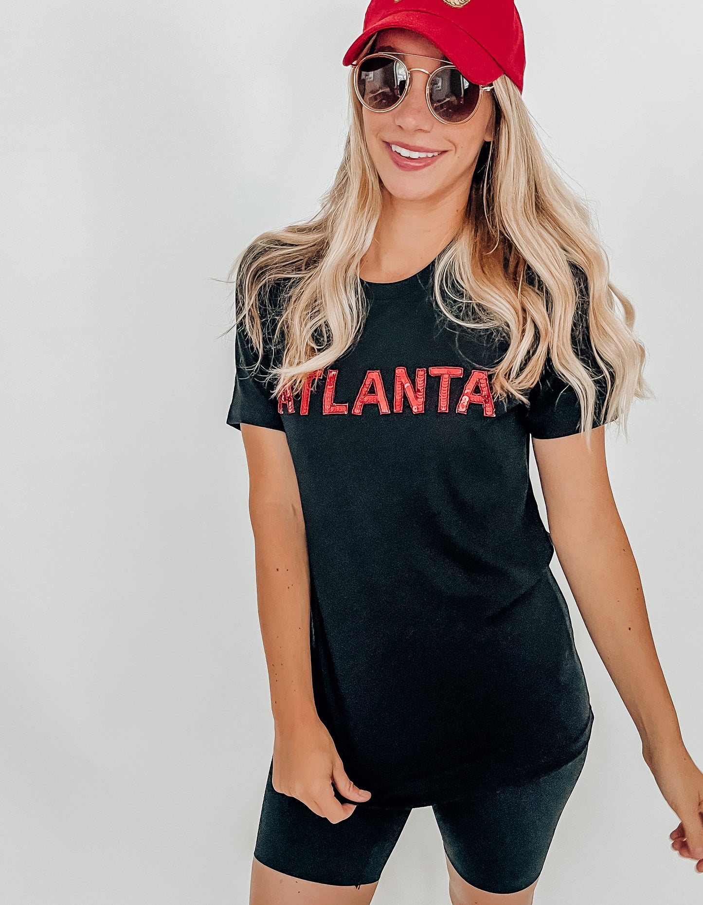 Atlanta Sequin Black Tee