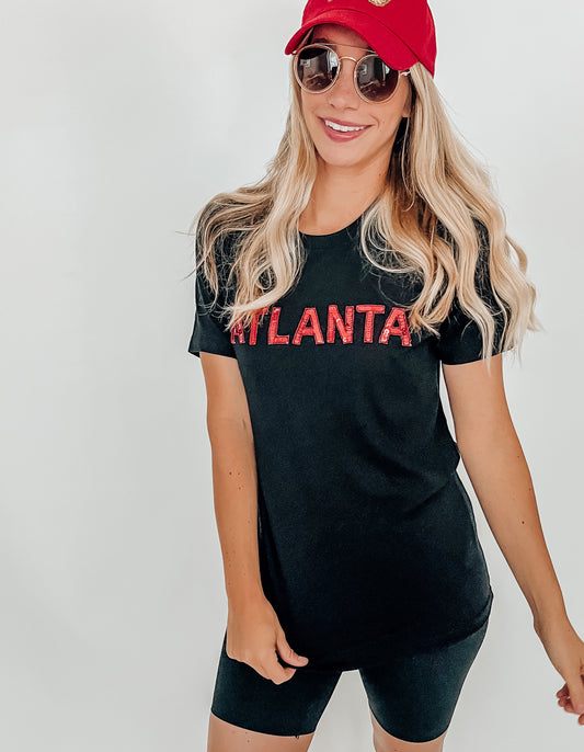 Atlanta Sequin Black Tee