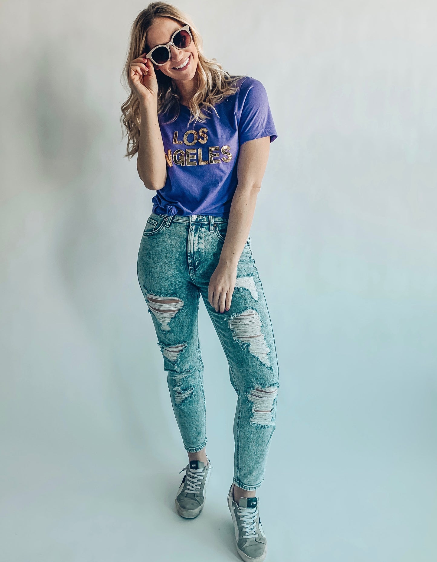 Purple Los Angeles Sequin Tee
