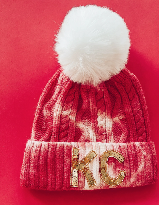 Red Tie Dye Sequin Beanie