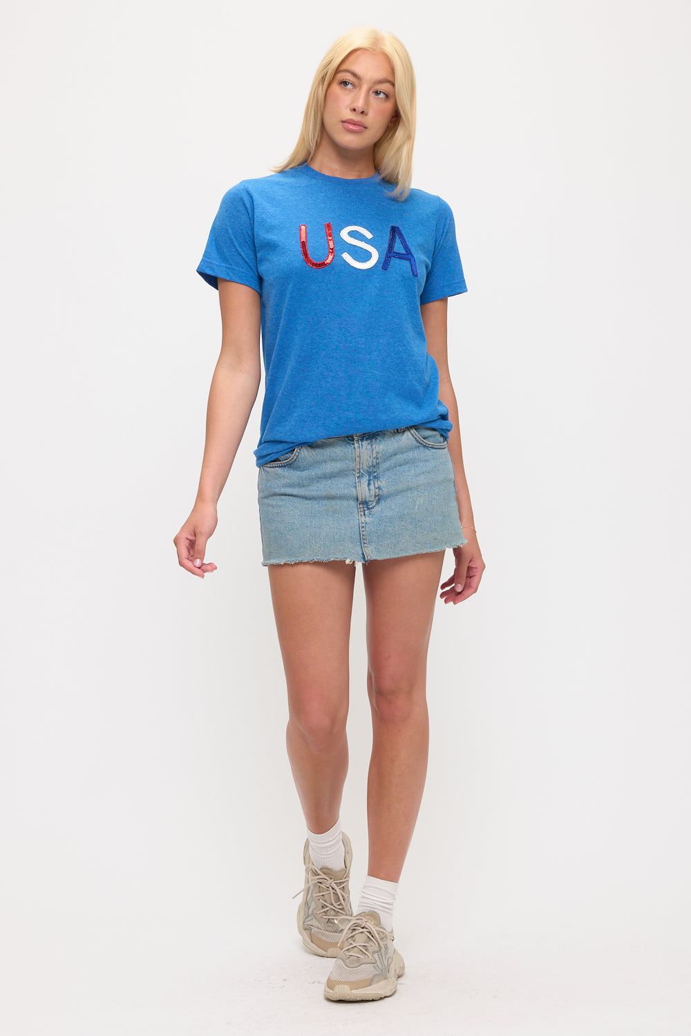 Royal Blue USA Sequin Tee