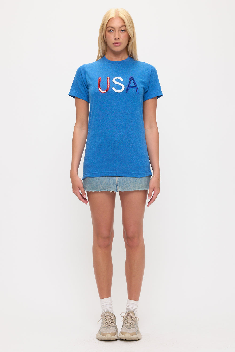 Royal Blue USA Sequin Tee