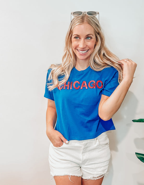 Cropped Chicago Sequin Tee