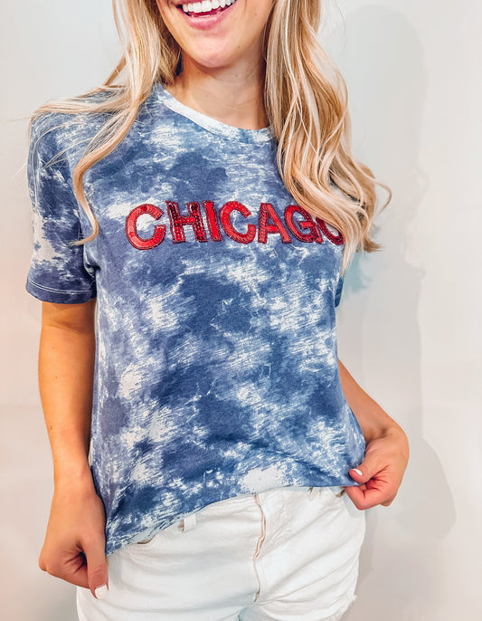 Chicago Tie Dye Sequin Tee