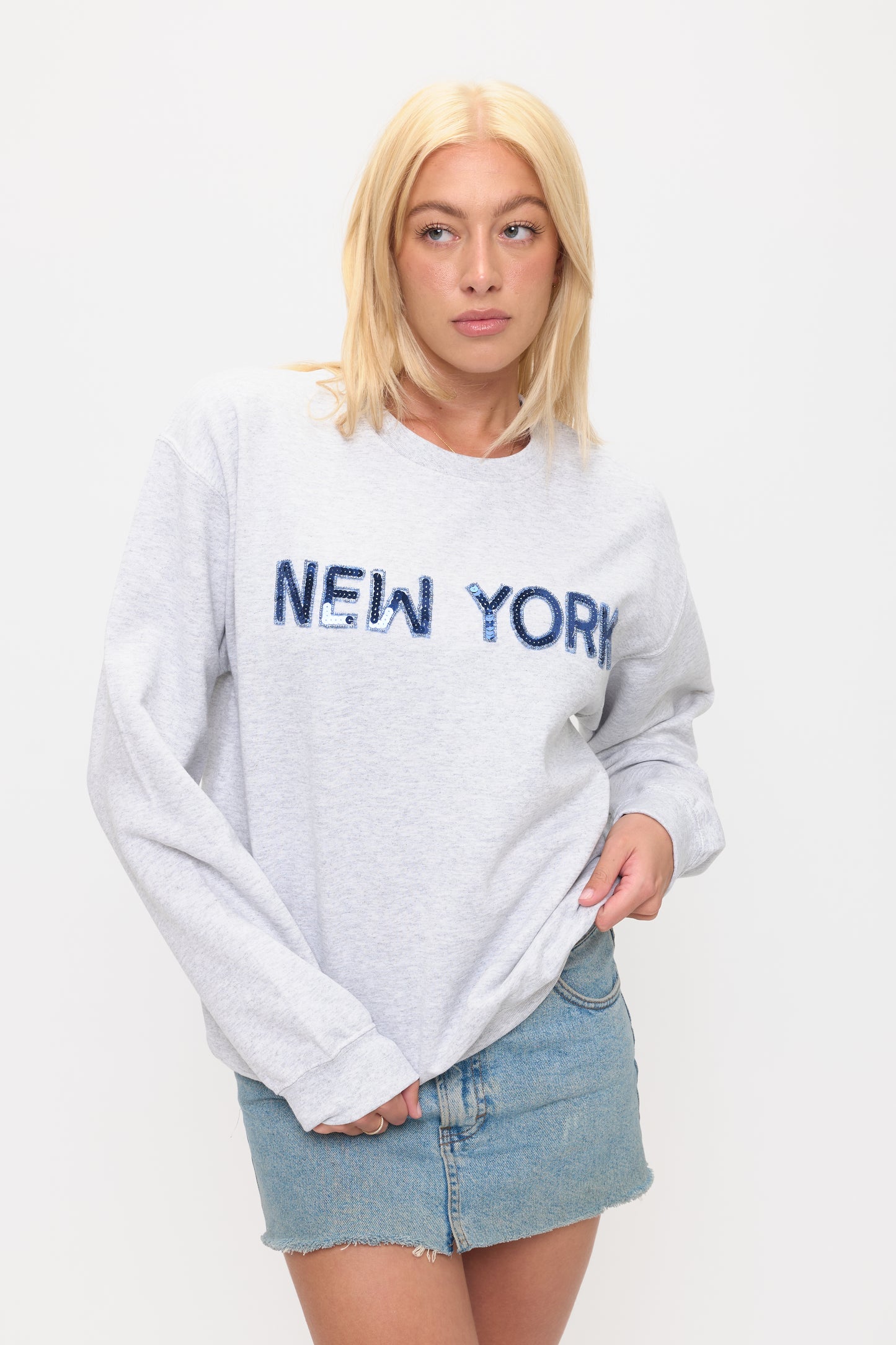 New York Sequin Sweatshirt - Gray