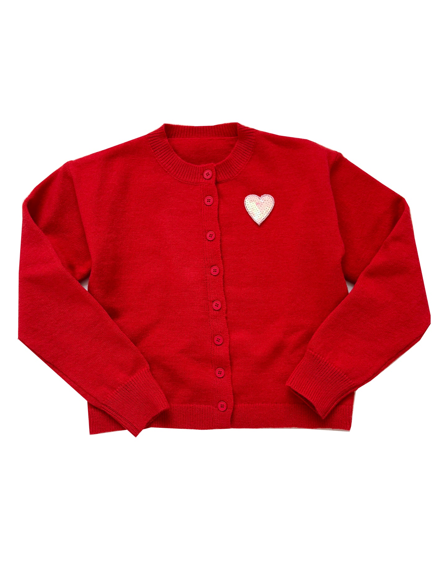 Red Sequin Heart Cardigan