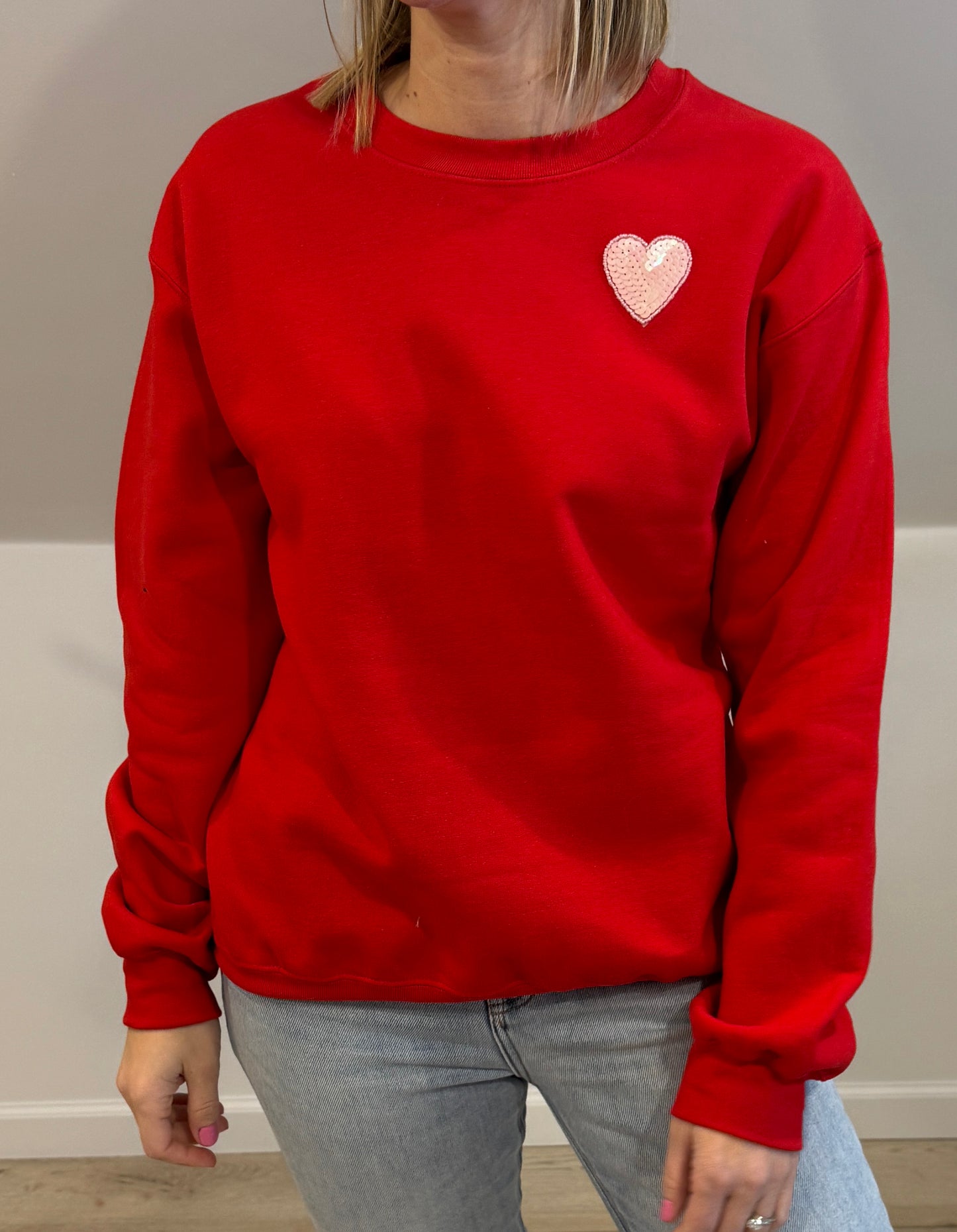 Red Sequin Heart Sweatshirt