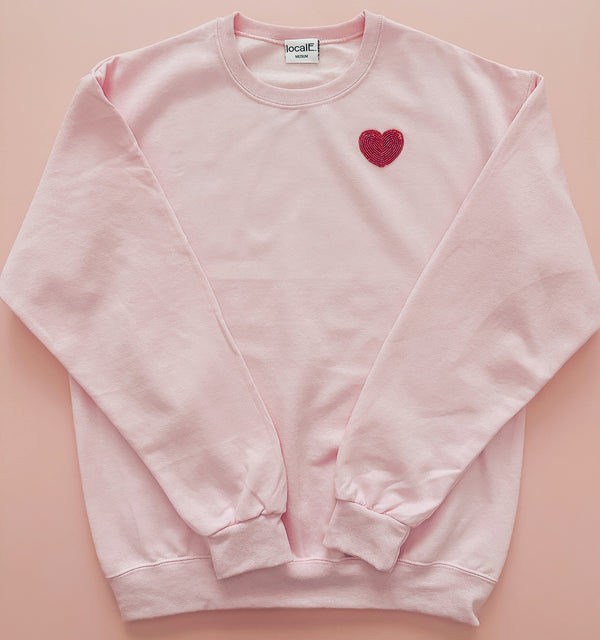 Pink Sequin Heart Sweatshirt