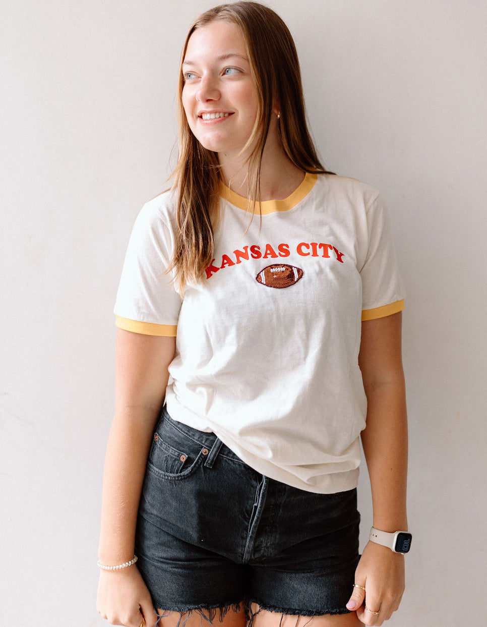 Sequin Football Ringer Tee