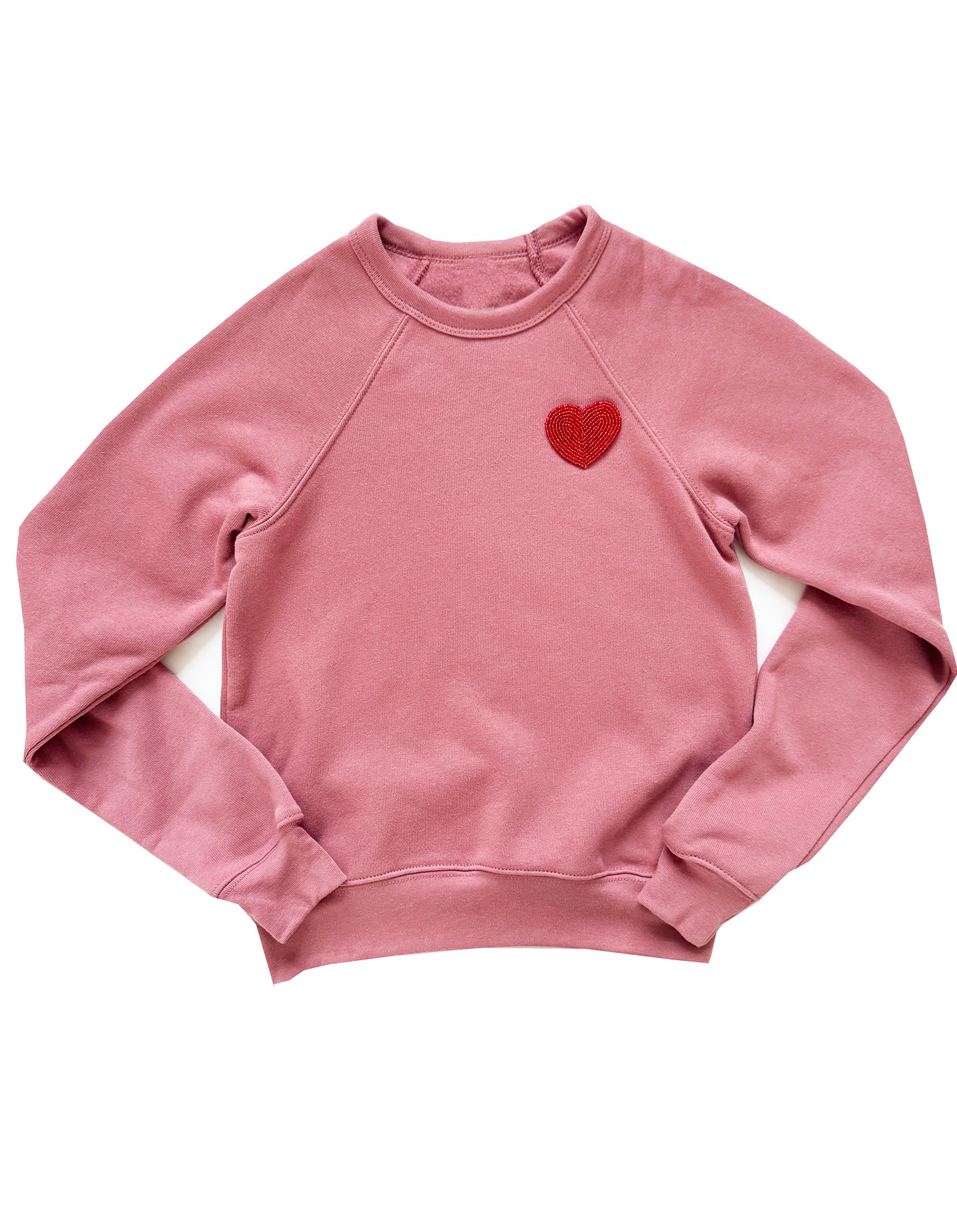 Kids Mauve Beaded Heart Sweatshirt