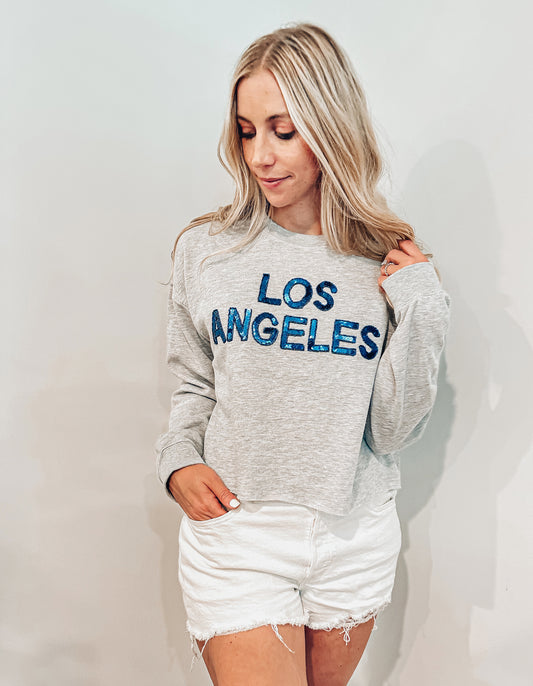 Los Angeles Sequin Cropped Sweatshirt