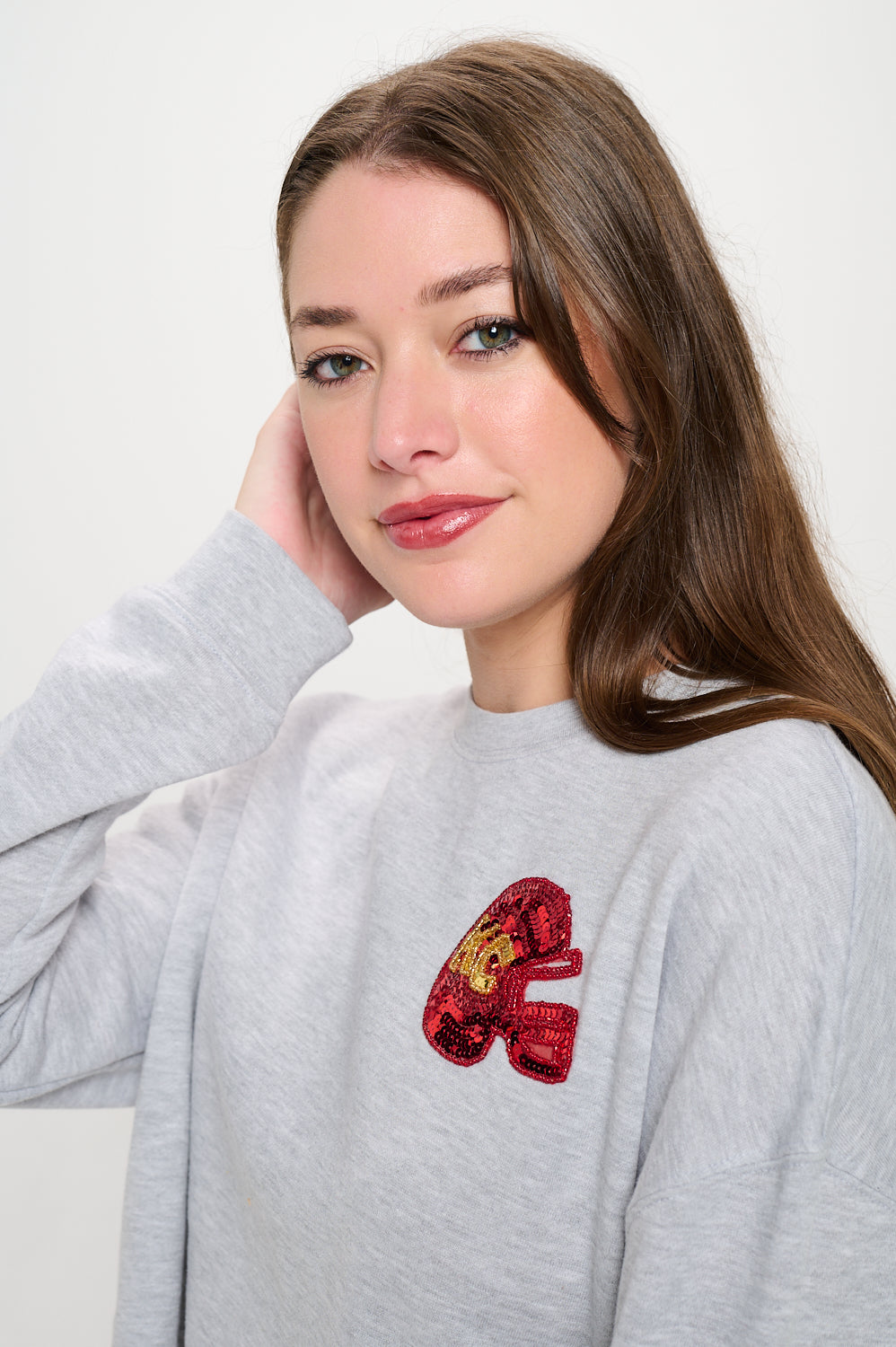 Cropped KC Sequin Helmet Sweatshirt