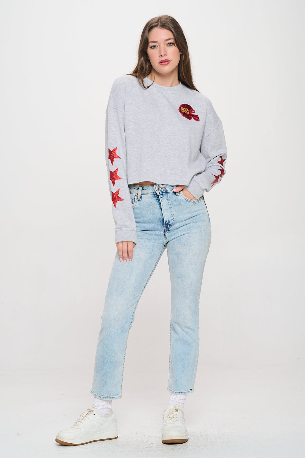 Cropped KC Sequin Helmet Sweatshirt