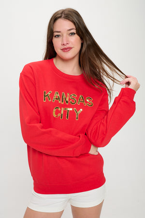 Red Kansas City Sequin Sweatshirt