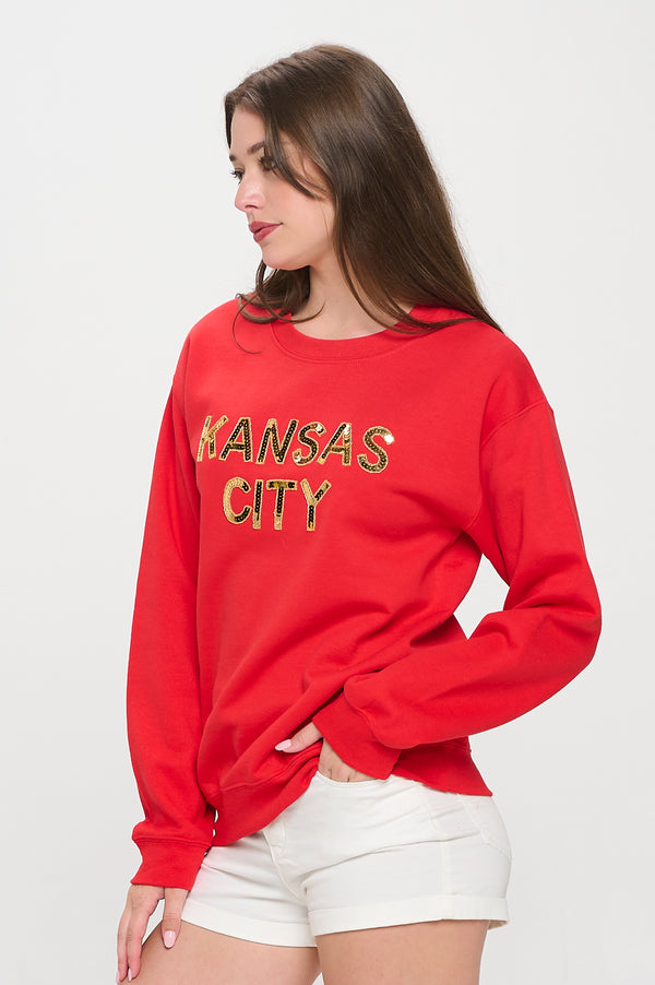 Red Kansas City Sequin Sweatshirt