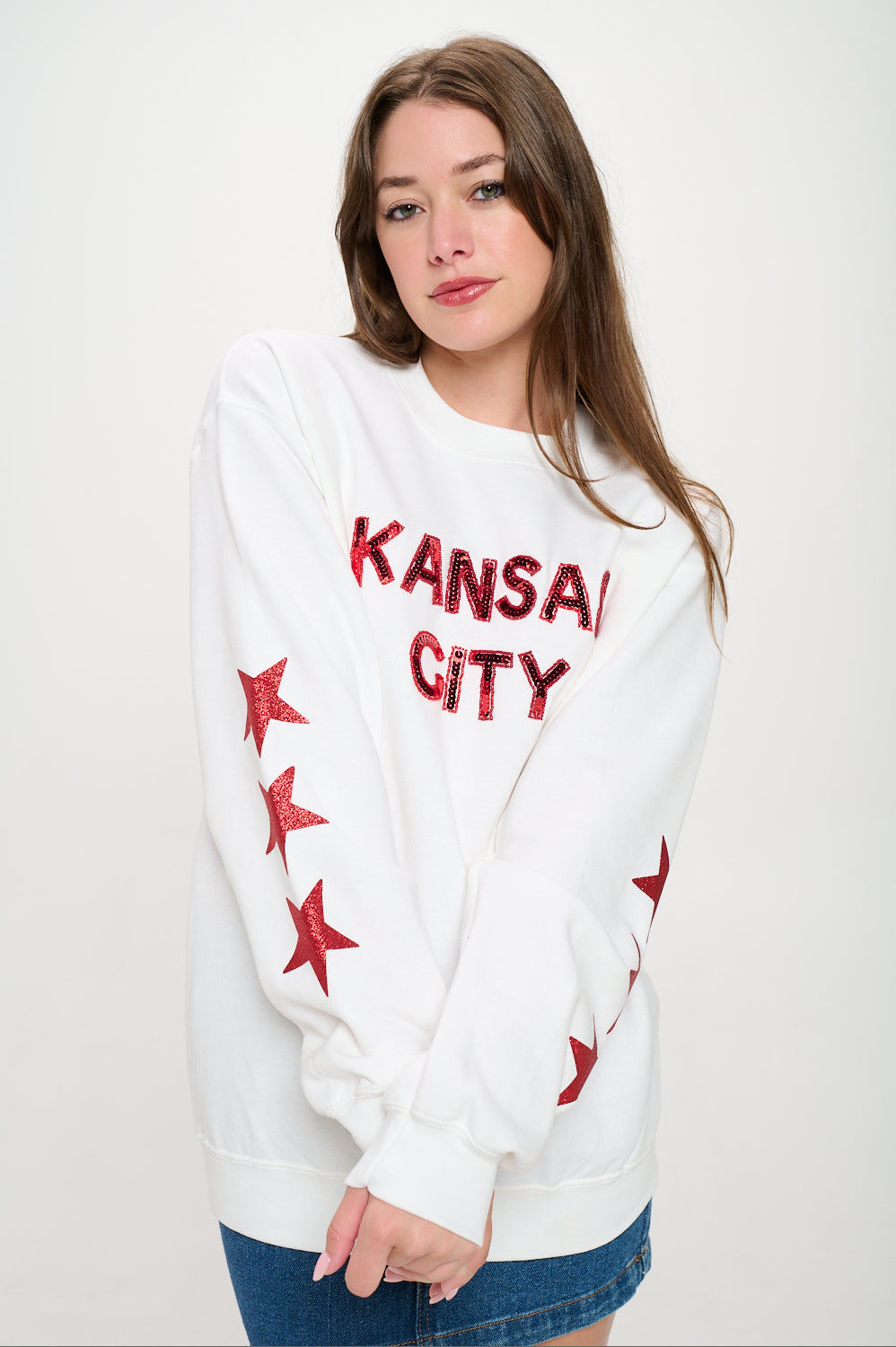 Kansas City Star Sequin Sweatshirt - White