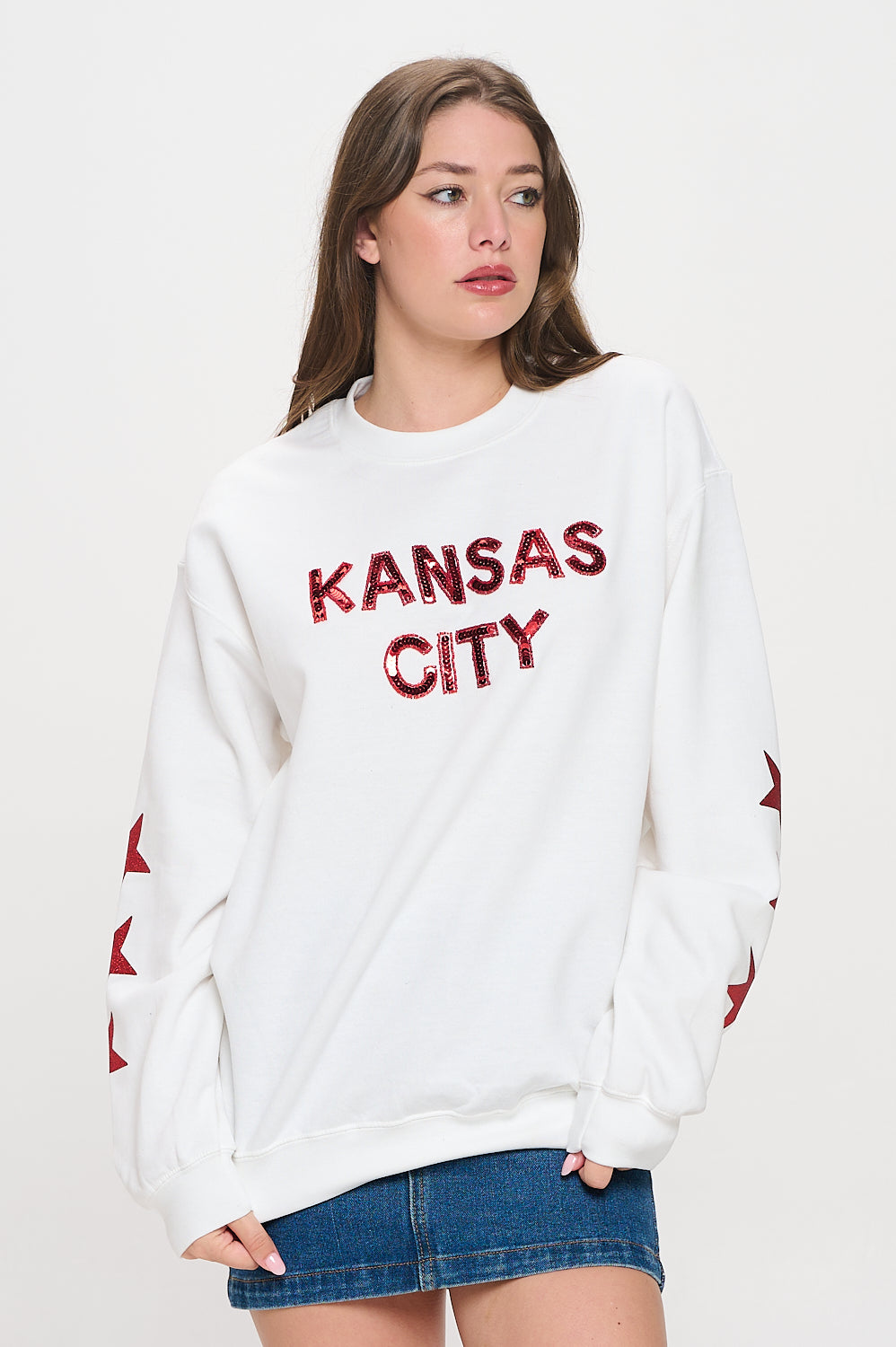 Kansas City Star Sequin Sweatshirt - White