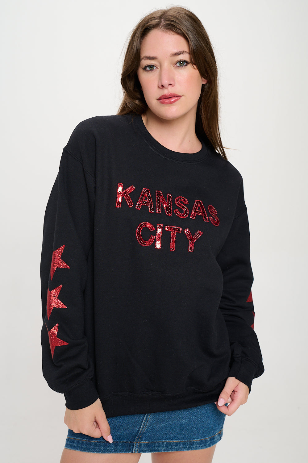 Kansas City Star Sequin Sweatshirt - Black