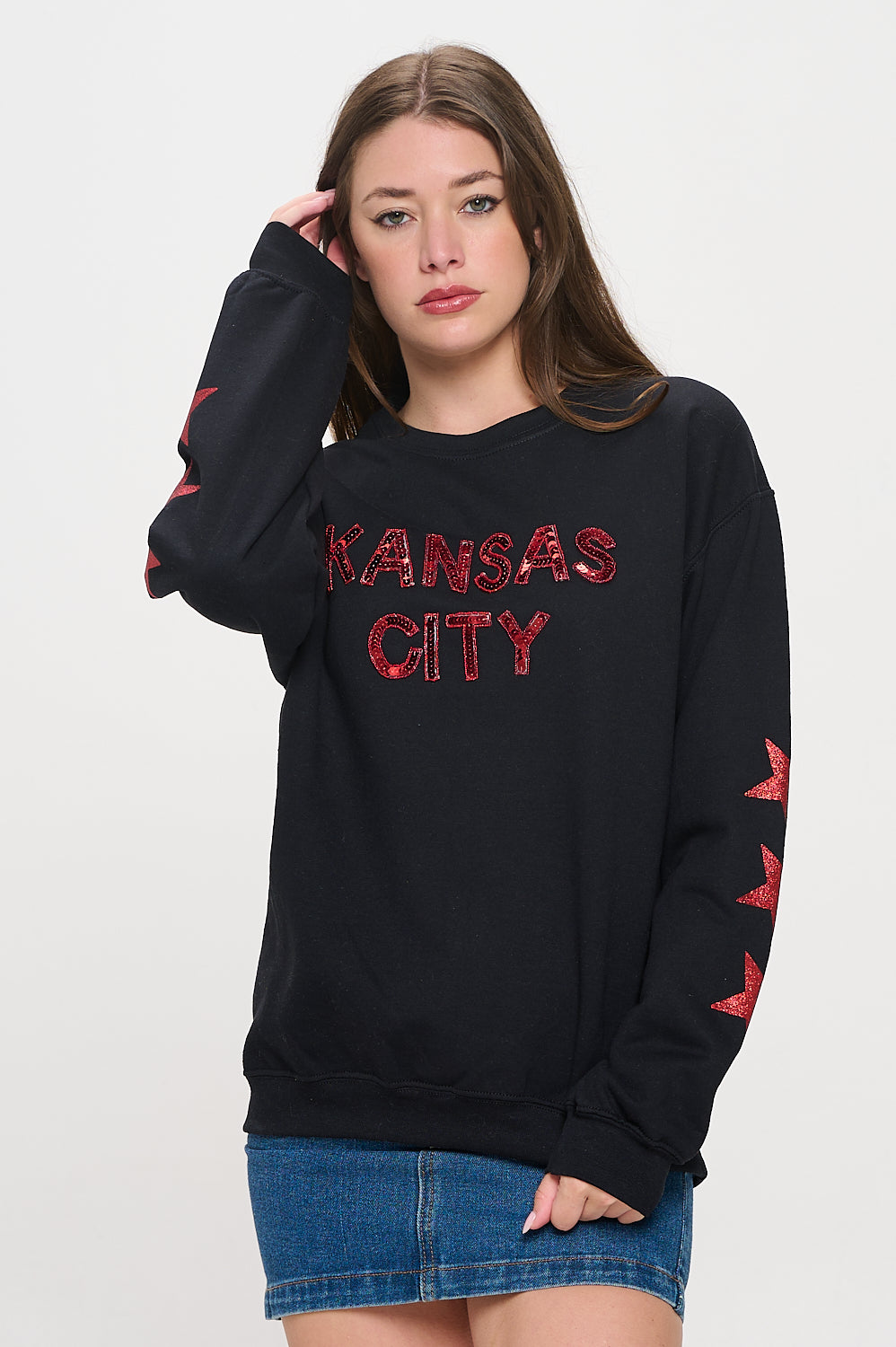 Kansas City Star Sequin Sweatshirt - Black