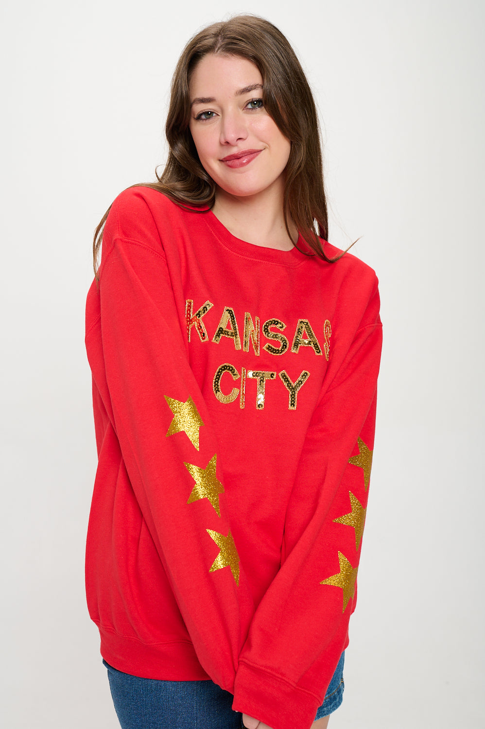 Kansas City Star Sequin Sweatshirt - Red