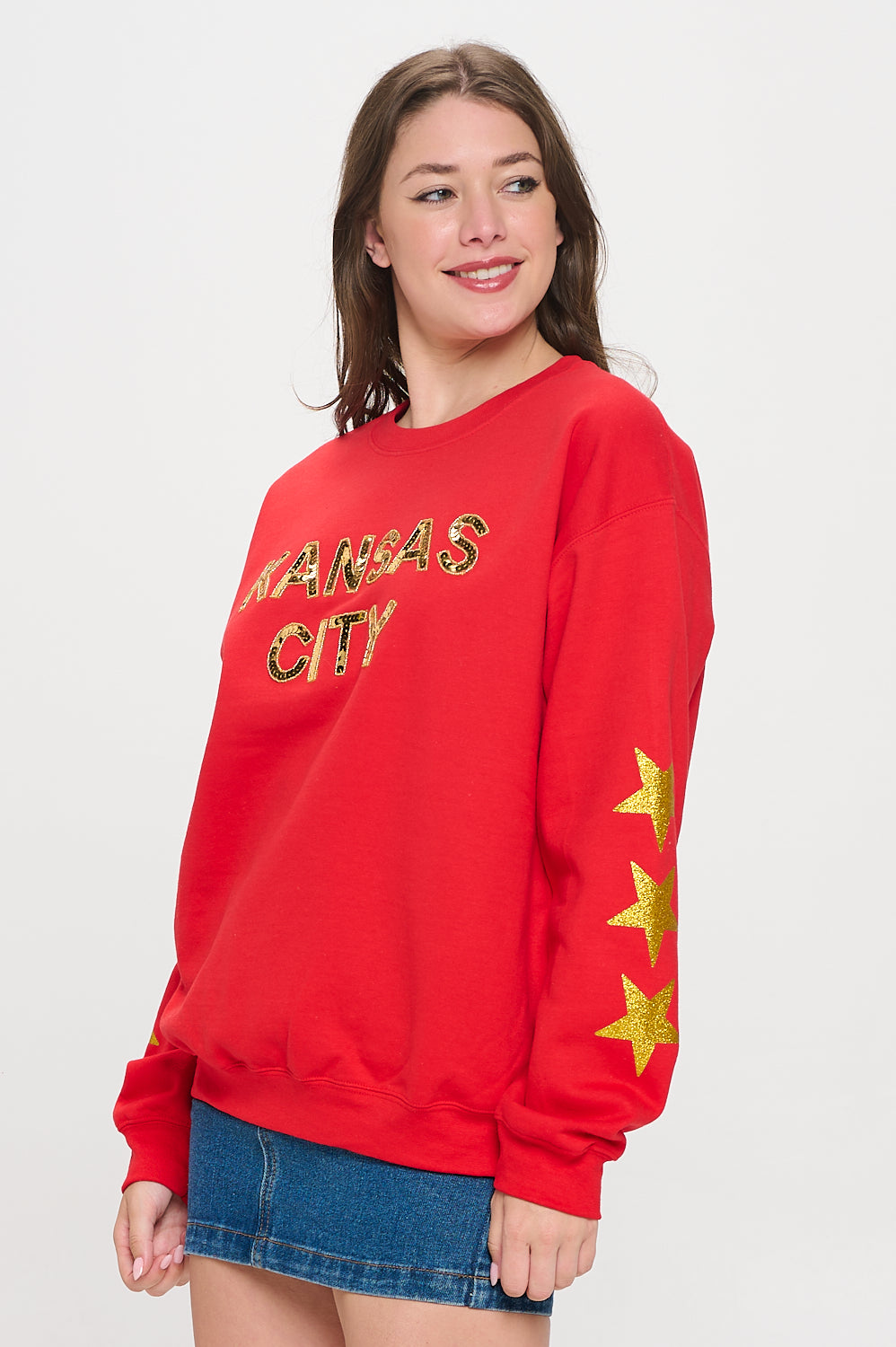 Kansas City Star Sequin Sweatshirt - Red