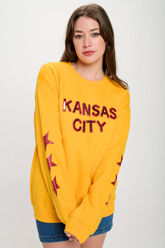 Kansas City Star Sequin Sweatshirt - Gold