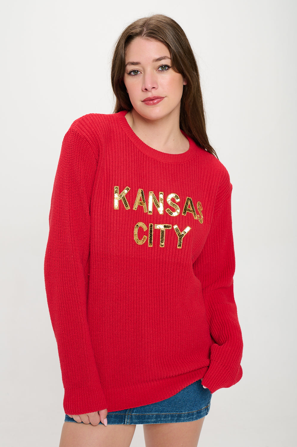 Red Kansas City Sequin Sweater