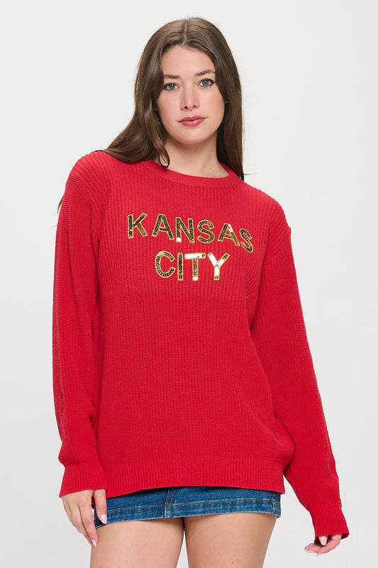 Red Kansas City Sequin Sweater