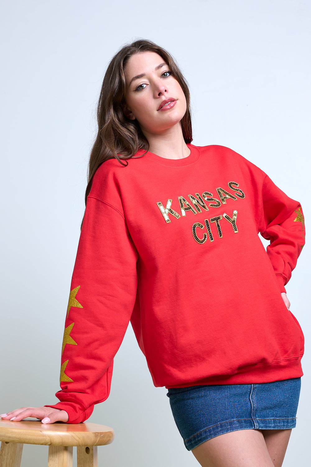 Kansas City Star Sequin Sweatshirt - Red