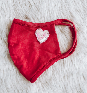 Red/Pink Sequin Heart Mask