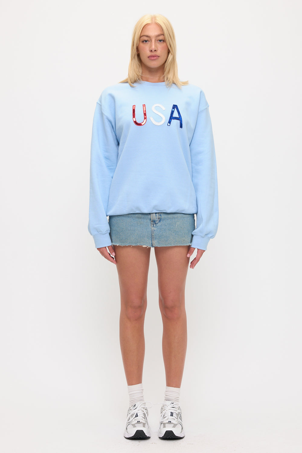Blue USA sequin sweatshirt