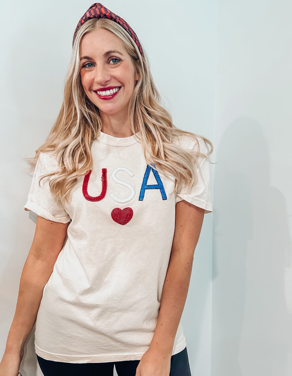 USA Heart Tee - Cream