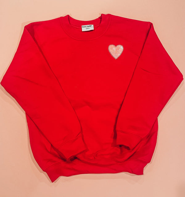 Kids Red Sequin Heart Sweatshirt