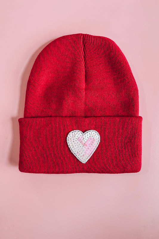 Sequin Heart Beanie