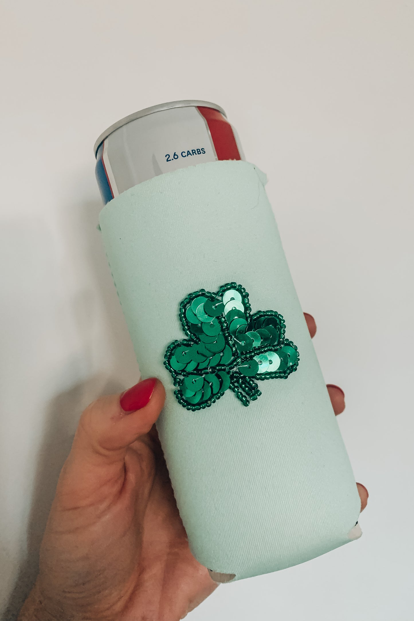 Shamrock Sequin Koozie - Slim