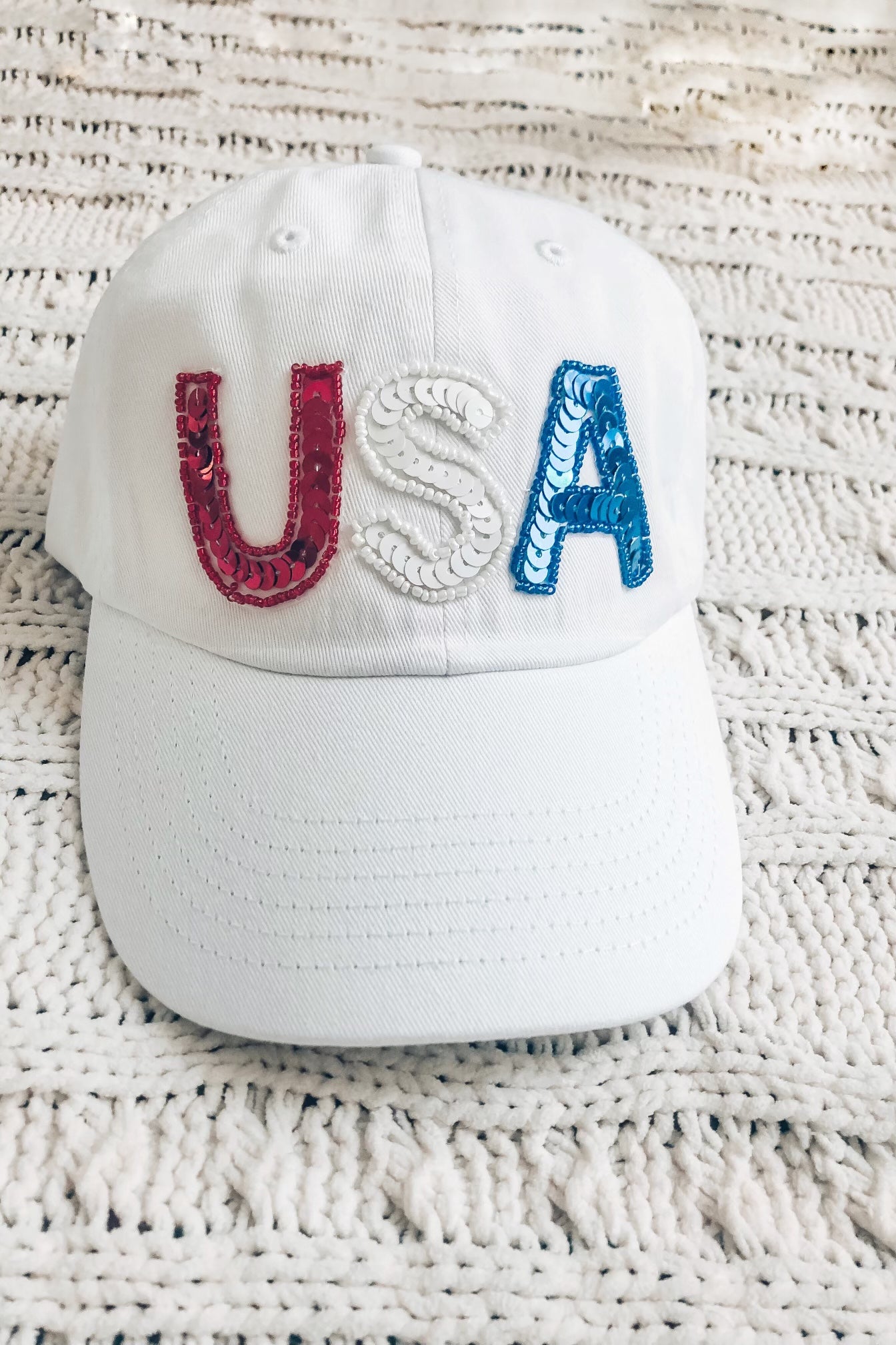 White USA Sequin Hat